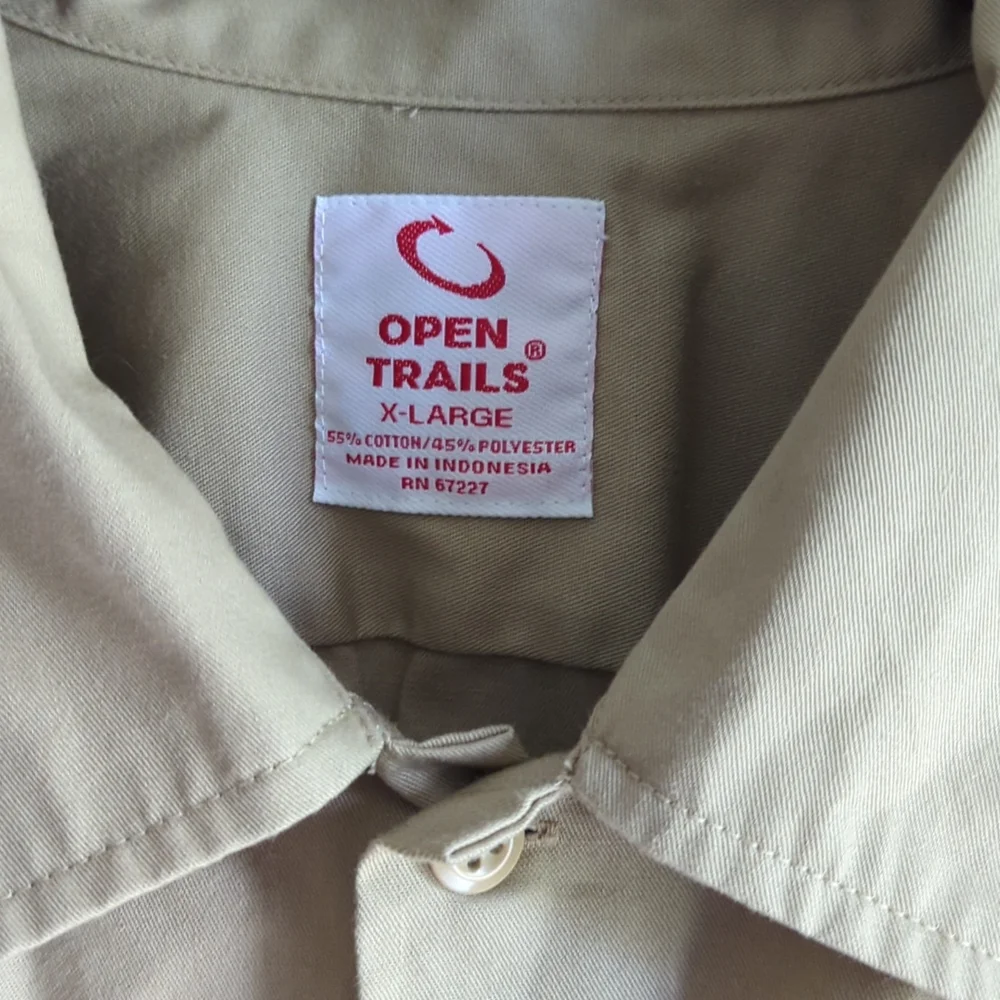 Men's OPEN TRAILS Cotton Button-up Tan/ Neutral X-Large - Picture 3 of 6